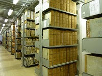 Uno dei depositi della sede di Forlì dell'Archivio