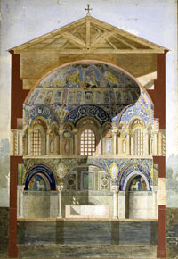 Ravenna, Battistero Neoniano, sezione, cartone a tempera, Archivio Disegni SBAP Ra